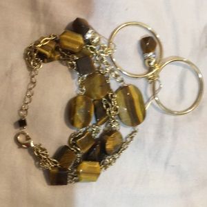 Tiger bracelet set. In 14 k plated.